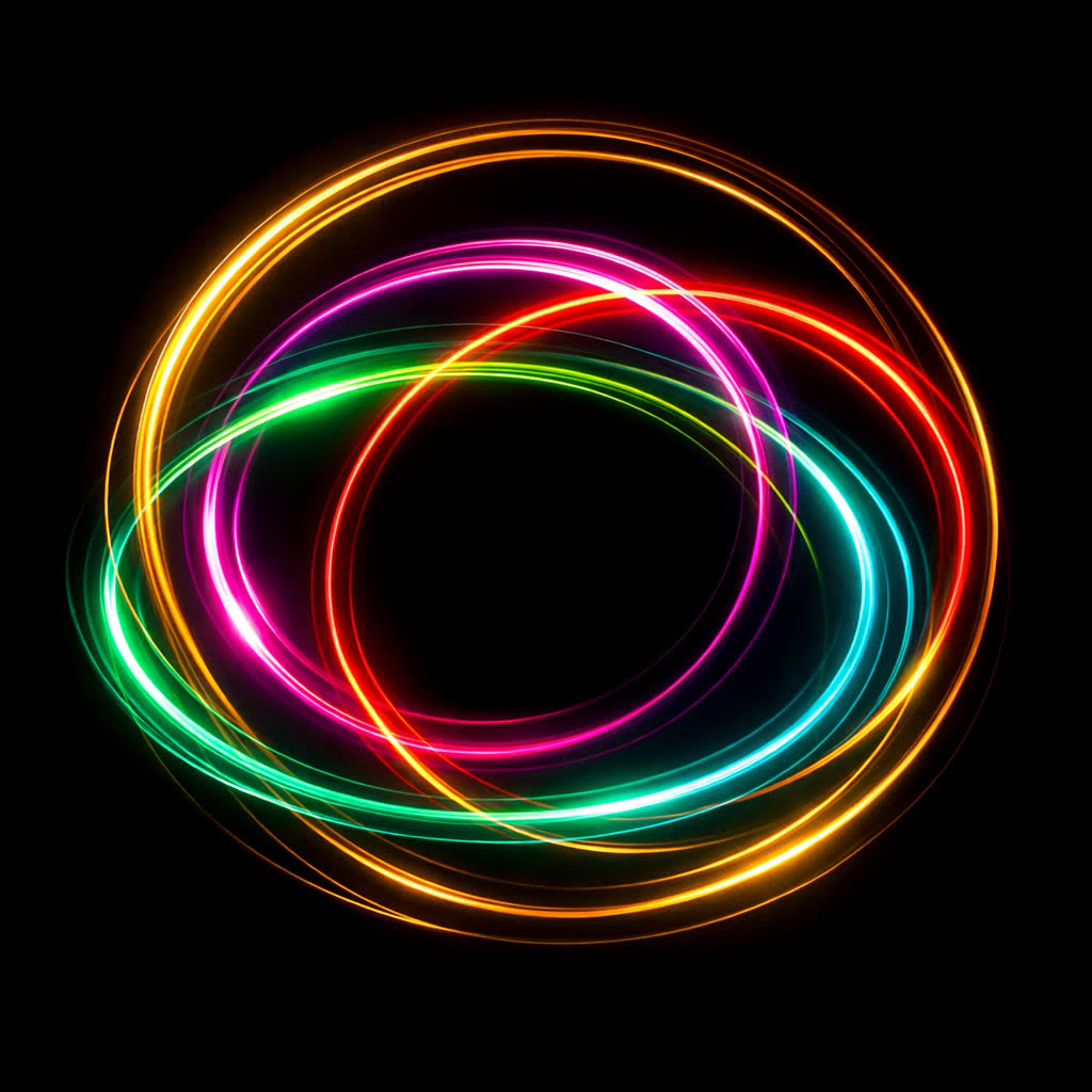 Circular neon light arcs