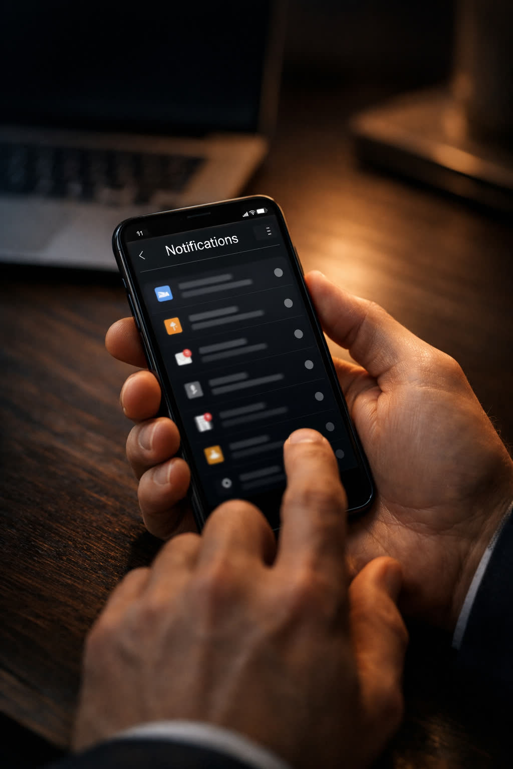 Person holding a smartphone with notifications